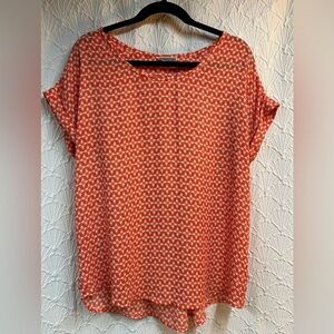 Women's Orange Patterned Large Pleione Top